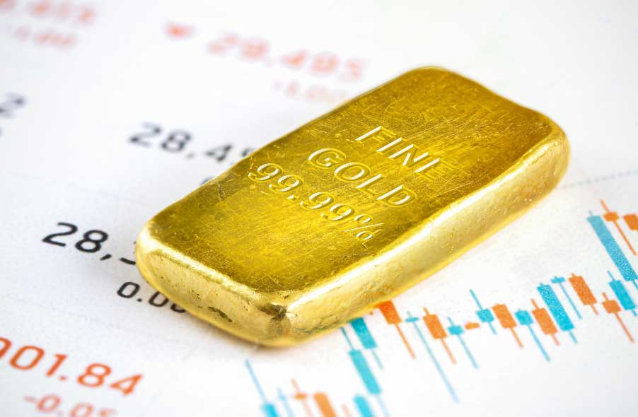 fine gold bar and gold price chart
